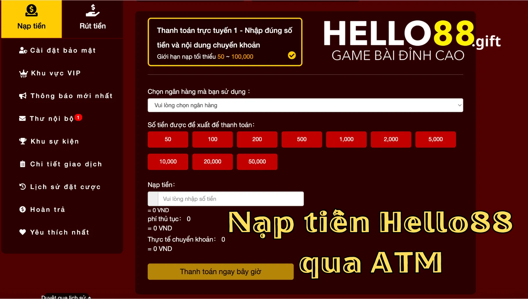 Nạp tiền Hello88 có chờ lâu không - Thẻ ATM Nạp tiền Hello88 có chờ lâu không - Thẻ ATM